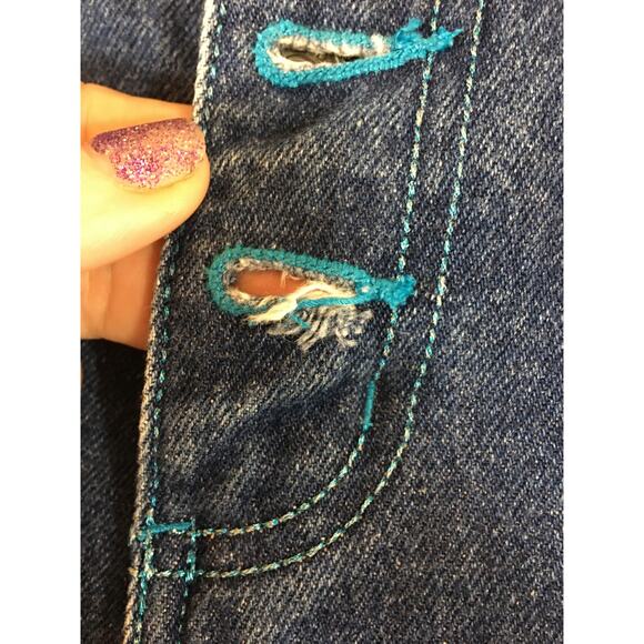 Vintage Y2K No Boundaries Button Fly Jeans w/ Bright Blue Trim Junior's‎ Size 15 - Picture 10 of 13